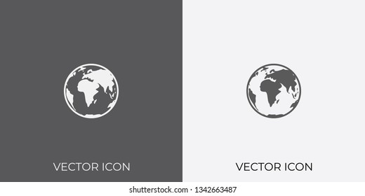 Light & Dark Gray Icon of Globe For Mobile, Software & App.. Eps. 10.