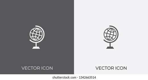 Light & Dark Gray Icon of Globe For Mobile, Software & App.. Eps. 10.