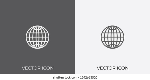 Light & Dark Gray Icon of Globe For Mobile, Software & App.. Eps. 10.