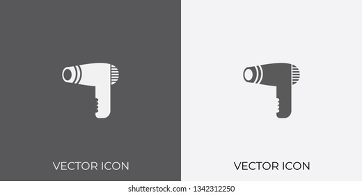 Light & Dark Gray Icon of Hair Dryer For Mobile, Software & App.. Eps. 10.