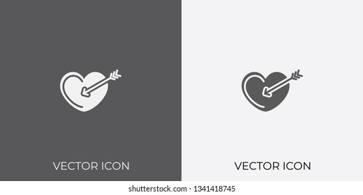 Light & Dark Gray Icon of Heart & Arrow For Mobile, Software & App.. Eps. 10.