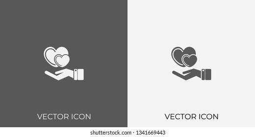 Light & Dark Gray Icon of Heart care For Mobile, Software & App.. Eps. 10.
