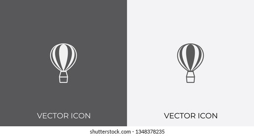 Light & Dark Gray Icon of Hot Air Balloon For Mobile, Software & App.. Eps. 10. - Vector