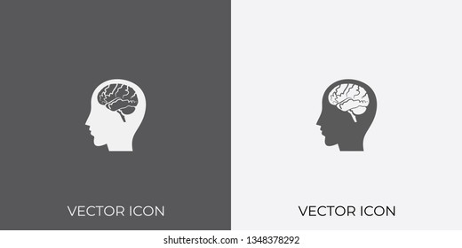 Light & Dark Gray Icon of Human Head For Mobile, Software & App. Eps. 10. - Vector