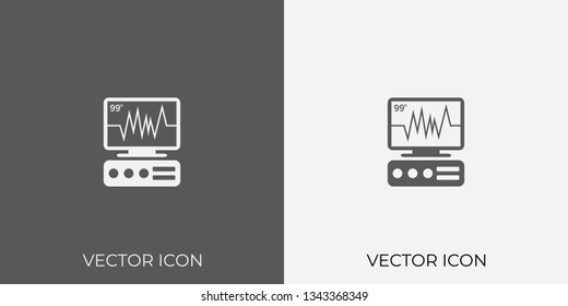 Light & Dark Gray Icon of ICU Monitor For Mobile, Software & App.. Eps. 10. - Vector