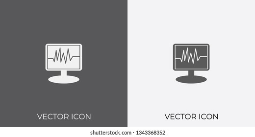 Light & Dark Gray Icon of ICU Monitor For Mobile, Software & App.. Eps. 10. - Vector