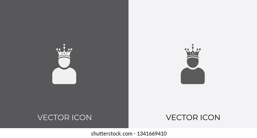 Light & Dark Gray Icon of King For Mobile, Software & App.. Eps. 10.