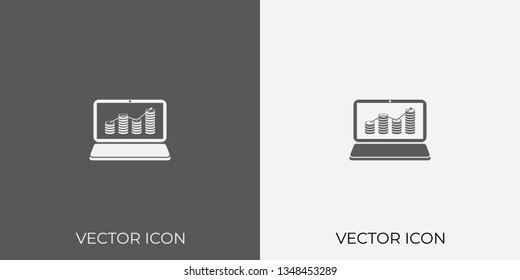 Light & Dark Gray Icon of Laptop For Mobile, Software & App. Eps. 10. - Vector