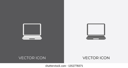 Light & Dark Gray Icon of Laptop For Mobile, Software & App. Eps. 10. - Vector