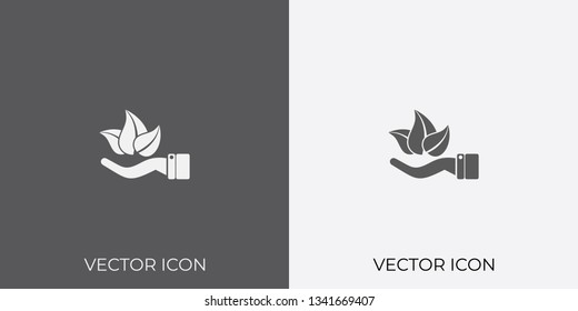 Light & Dark Gray Icon of Leaf or Ecology For Mobile, Software & App.. Eps. 10.