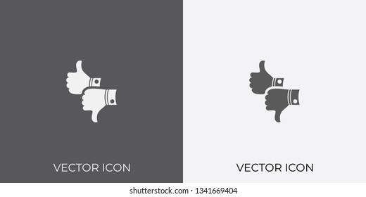 Light & Dark Gray Icon of Like & Dislike For Mobile, Software & App.. Eps. 10.