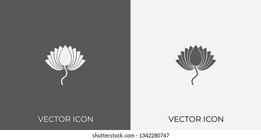 Light & Dark Gray Icon of Lotus For Mobile, Software & App.. Eps. 10.