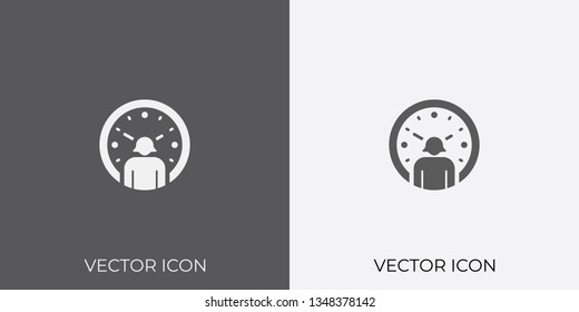 Light & Dark Gray Icon of Man With Clock For Mobile, Software & App.. Eps. 10. - Vector svg
