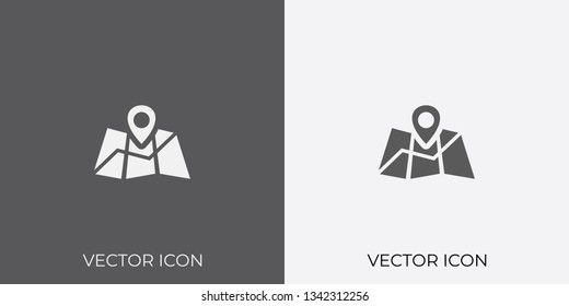 Light & Dark Gray Icon of Map Pointer For Mobile, Software & App.. Eps. 10.