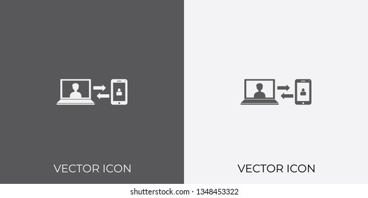 Light & Dark Gray Icon of Media Transfer For Mobile, Software & App. Eps. 10. - Vector