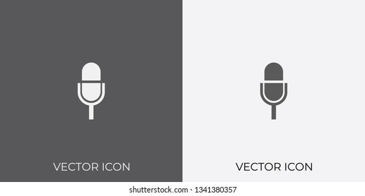 Light & Dark Gray Icon of Microphone For Mobile, Software & App.. Eps. 10.