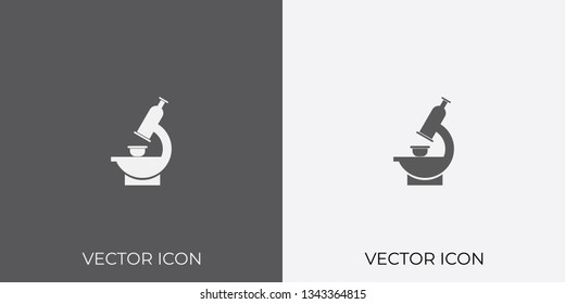 Light & Dark Gray Icon of Microscope For Mobile, Software & App.. Eps. 10. - Vector