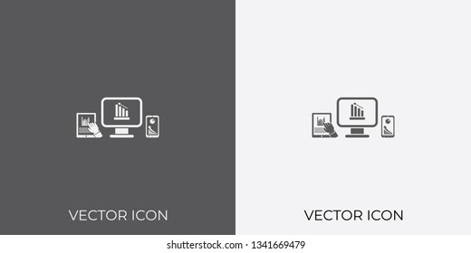 Light & Dark Gray Icon of Mobile, Monitor & Tablet Phone For Mobile, Software & App.. Eps. 10.