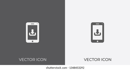 Light & Dark Gray Icon of Mobile Phone Downloading For Mobile, Software & App. Eps. 10. - Vector