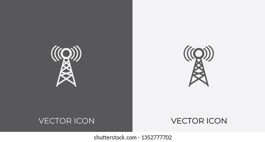 Light & Dark Gray Icon of Network Tower For Mobile, Software & App. Eps. 10. - Vector