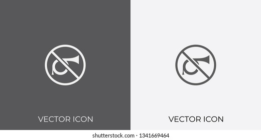 Light & Dark Gray Icon of No Horn For Mobile, Software & App.. Eps. 10.