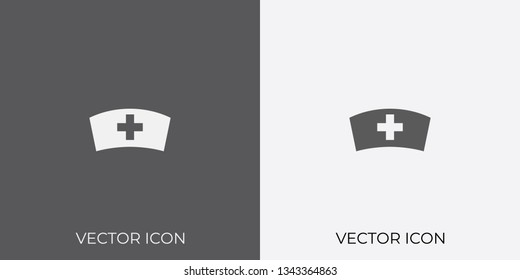 Light & Dark Gray Icon of Nurse Cap For Mobile, Software & App.. Eps. 10. - Vector