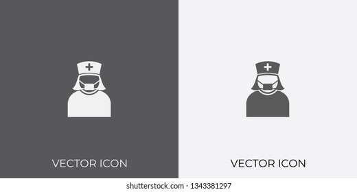 Light & Dark Gray Icon of Nurse For Mobile, Software & App.. Eps. 10. - Vector