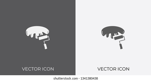 Light & Dark Gray Icon of Paint Brush For Mobile, Software & App.. Eps. 10.