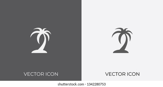 Light & Dark Gray Icon of Palm Tree For Mobile, Software & App.. Eps. 10.