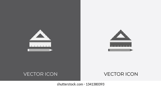 Light & Dark Gray Icon of Pencil & Ruler For Mobile, Software & App.. Eps. 10.