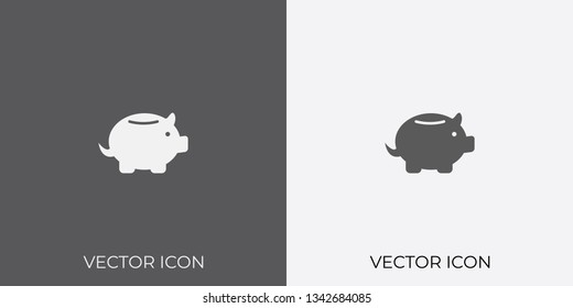 Light & Dark Gray Icon of Piggy Bank For Mobile, Software & App.. Eps. 10.