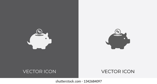 Light & Dark Gray Icon of Piggy Bank For Mobile, Software & App.. Eps. 10.