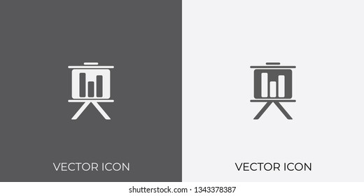 Light & Dark Gray Icon of For Presentation Chart Mobile, Software & App.. Eps. 10. - Vector