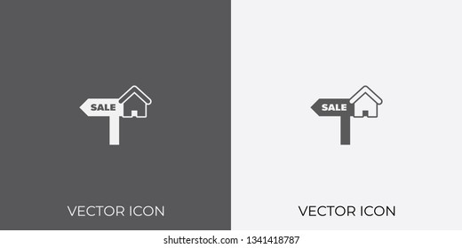 Light & Dark Gray Icon of Property For Sale For Mobile, Software & App.. Eps. 10.
