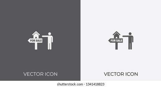 Light & Dark Gray Icon of Property For Sale For Mobile, Software & App.. Eps. 10.