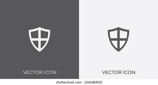 Light & Dark Gray Icon of Protection Shield For Mobile, Software & App.. Eps. 10.