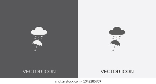 Light & Dark Gray Icon of Rain And Umbrella For Mobile, Software & App.. Eps. 10.