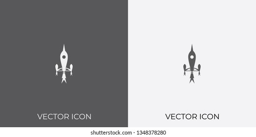 Light & Dark Gray Icon of Rocket For Mobile, Software & App.. Eps. 10. - Vector