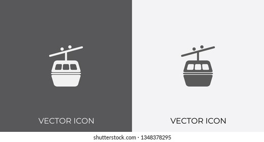 Light & Dark Gray Icon of Rope Way Trolley For Mobile, Software & App.. Eps. 10. - Vector