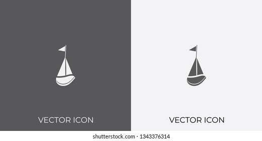Light & Dark Gray Icon of Sailboat For Mobile, Software & App.. Eps. 10. - Vector