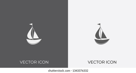 Light & Dark Gray Icon of Sailboat For Mobile, Software & App.. Eps. 10. - Vector