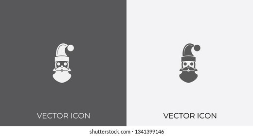 Light & Dark Gray Icon of Santa Clause For Mobile, Software & App.. Eps. 10.