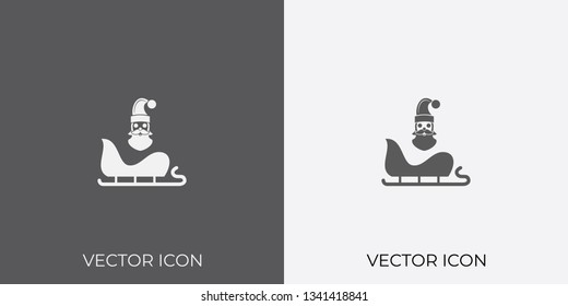 Light & Dark Gray Icon of Santa & Sleigh For Mobile, Software & App.. Eps. 10.