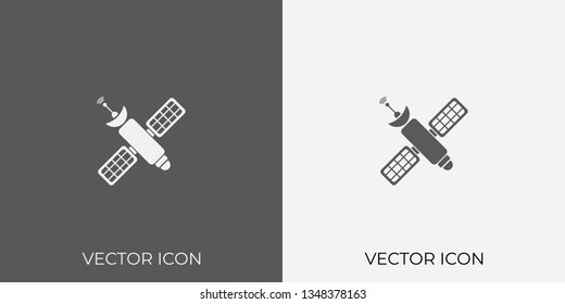Light & Dark Gray Icon of Satellite For Mobile, Software & App.. Eps. 10. - Vector