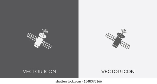 Light & Dark Gray Icon of Satellite For Mobile, Software & App.. Eps. 10. - Vector