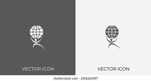 Light & Dark Gray Icon of Save The Earth For Mobile, Software & App.. Eps. 10.