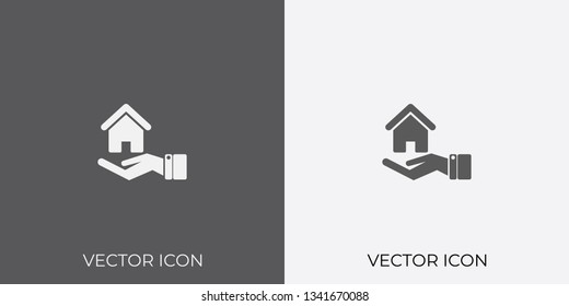 Light & Dark Gray Icon of Secured or Insured Home For Mobile, Software & App.. Eps. 10.