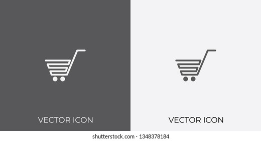 Light & Dark Gray Icon of Shopping Cart For Mobile, Software & App.. Eps. 10. - Vector