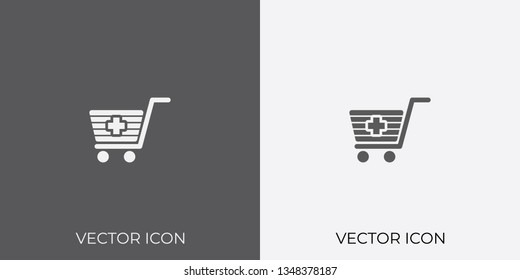 Light & Dark Gray Icon of Shopping Cart For Mobile, Software & App.. Eps. 10. - Vector