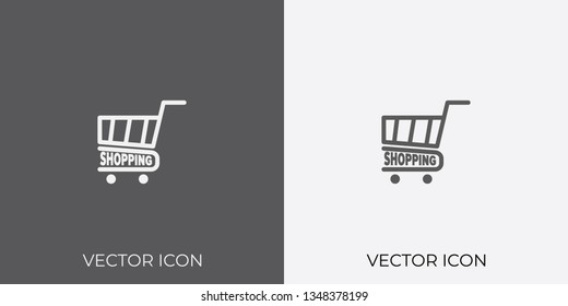 Light & Dark Gray Icon of Shopping Cart For Mobile, Software & App.. Eps. 10. - Vector